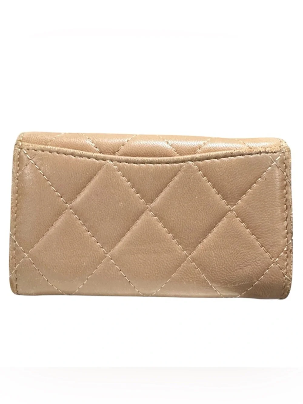 Chanel Tan Quilted Lambskin Leather Flap Card & Key Holder with Box & COA - Picture 4 of 14